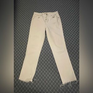 AMO Babe High Rise Button Fly Slim Jeans Sea Salt White Women's Size 27